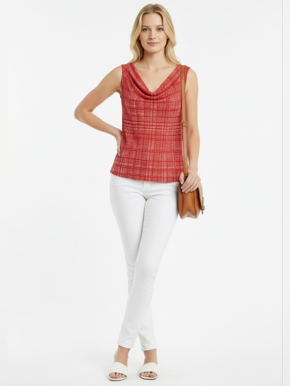 Sleeveless Cowl Neck Tank Top